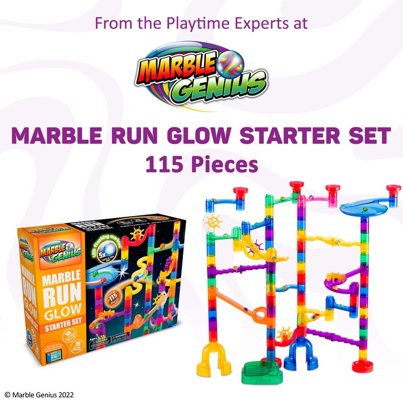 Marble Genius Marble Run Glow Starter Set - 115 Pieces, Multicolor, Ages 4+ - Race Track & STEM Building Set with Light-Up Bricks for Kids 4-8 - Image 2